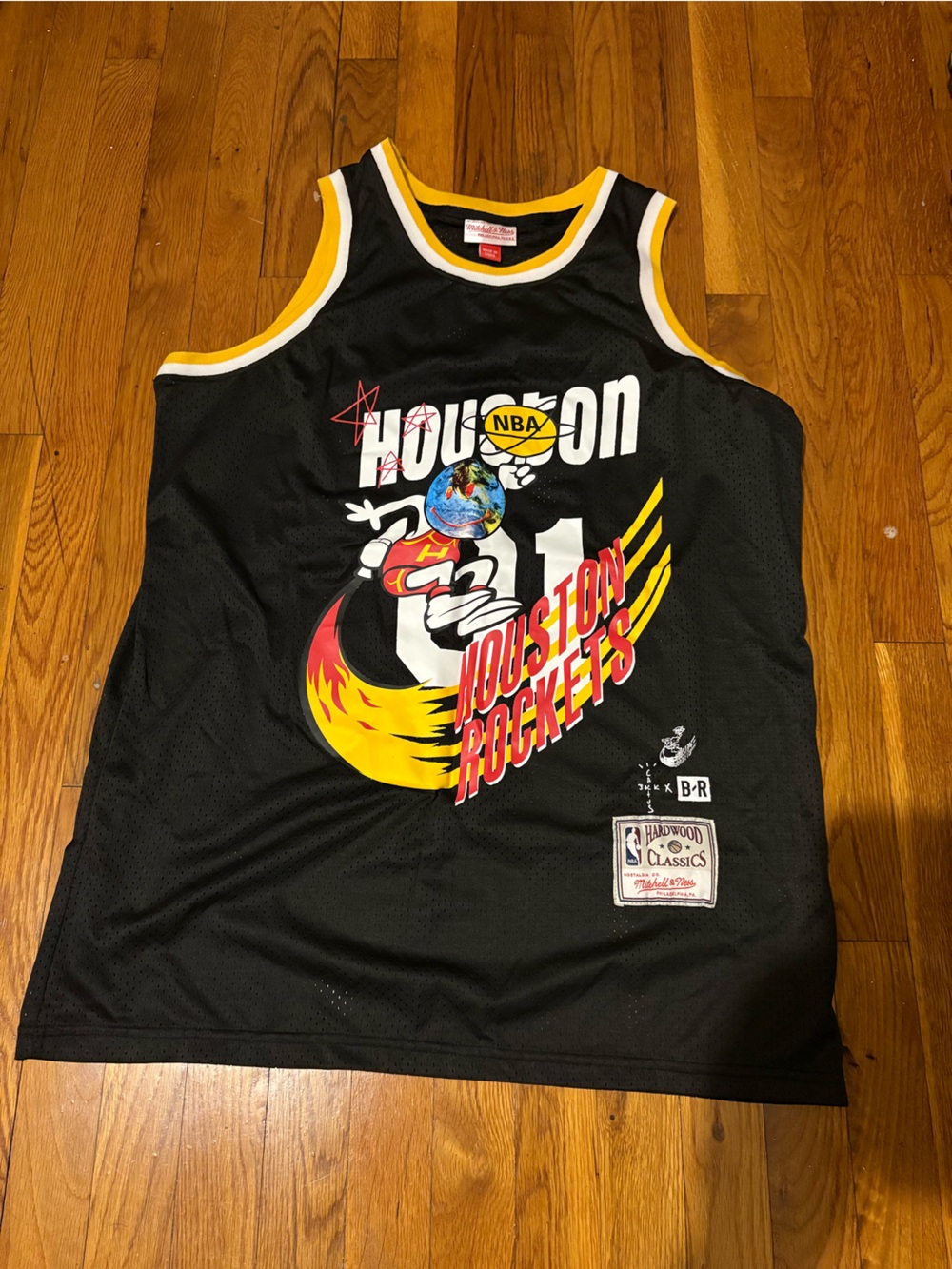 Travis Scott Mitchell & Ness Black Jersey with Yellow and White Trim